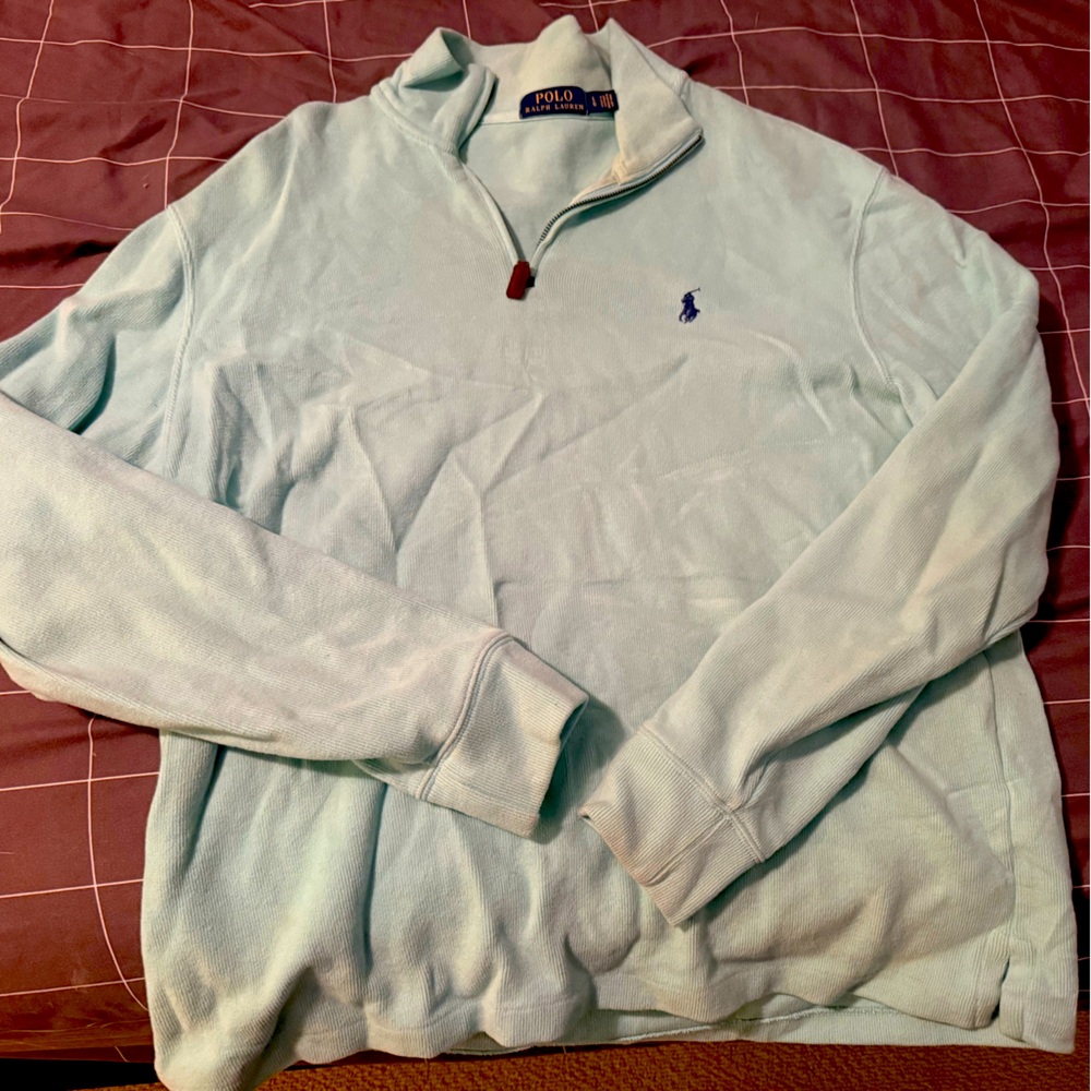 Ralph Lauren Polo zip up size Large EUC aqua color